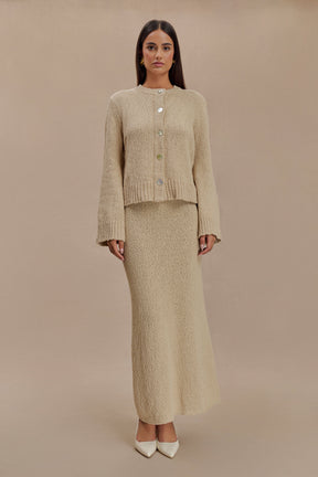 Moira Boucle Maxi Skirt - Wheat