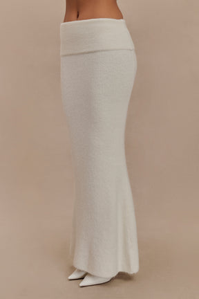 Charlotte Knit Maxi Skirt With Overlay - Ivory