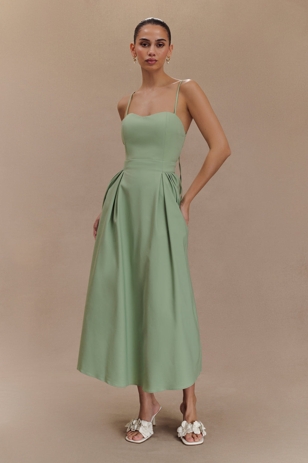 Rebecca Cotton Midi Dress - Basil