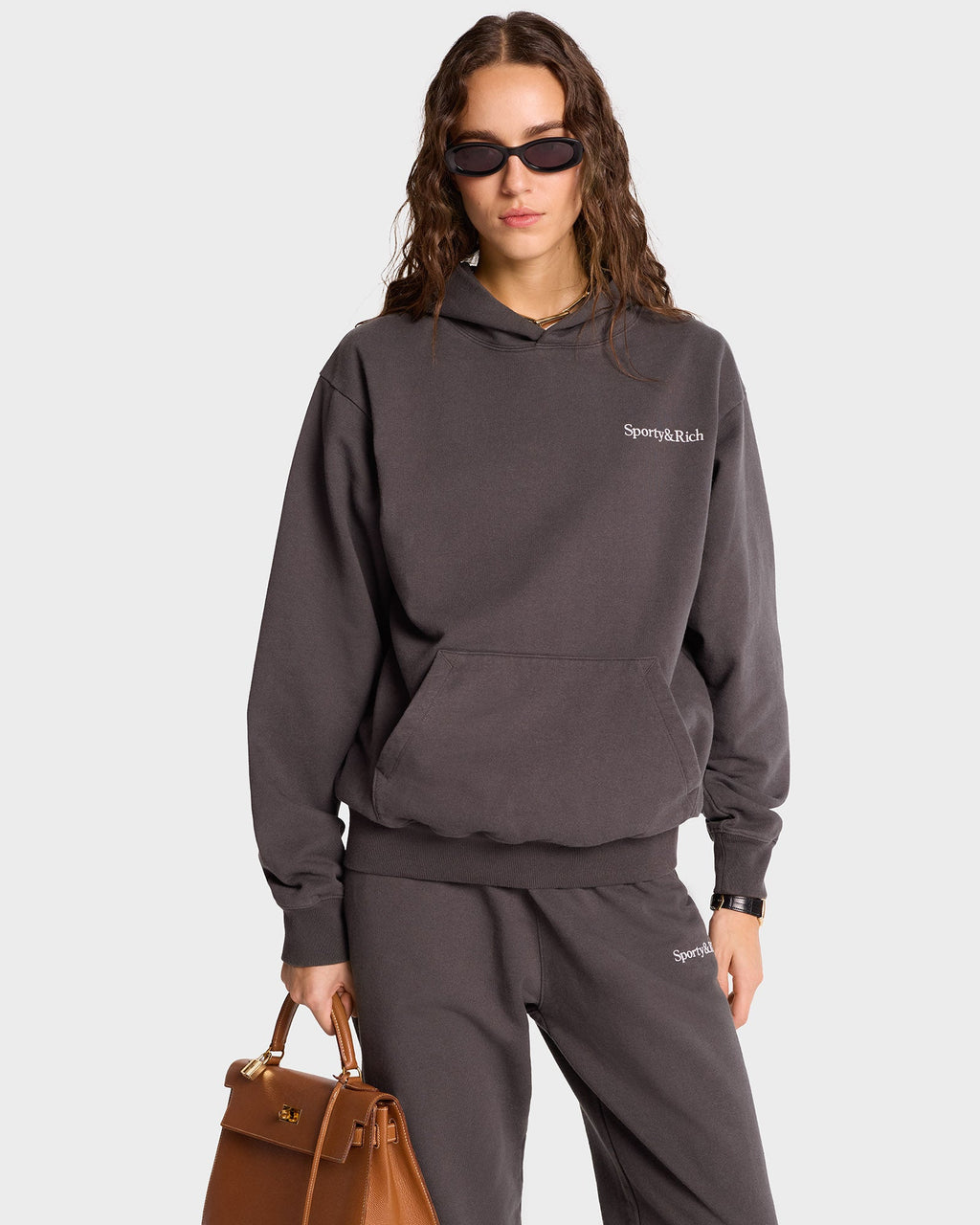 Serif Logo Hoodie - Faded Black/White