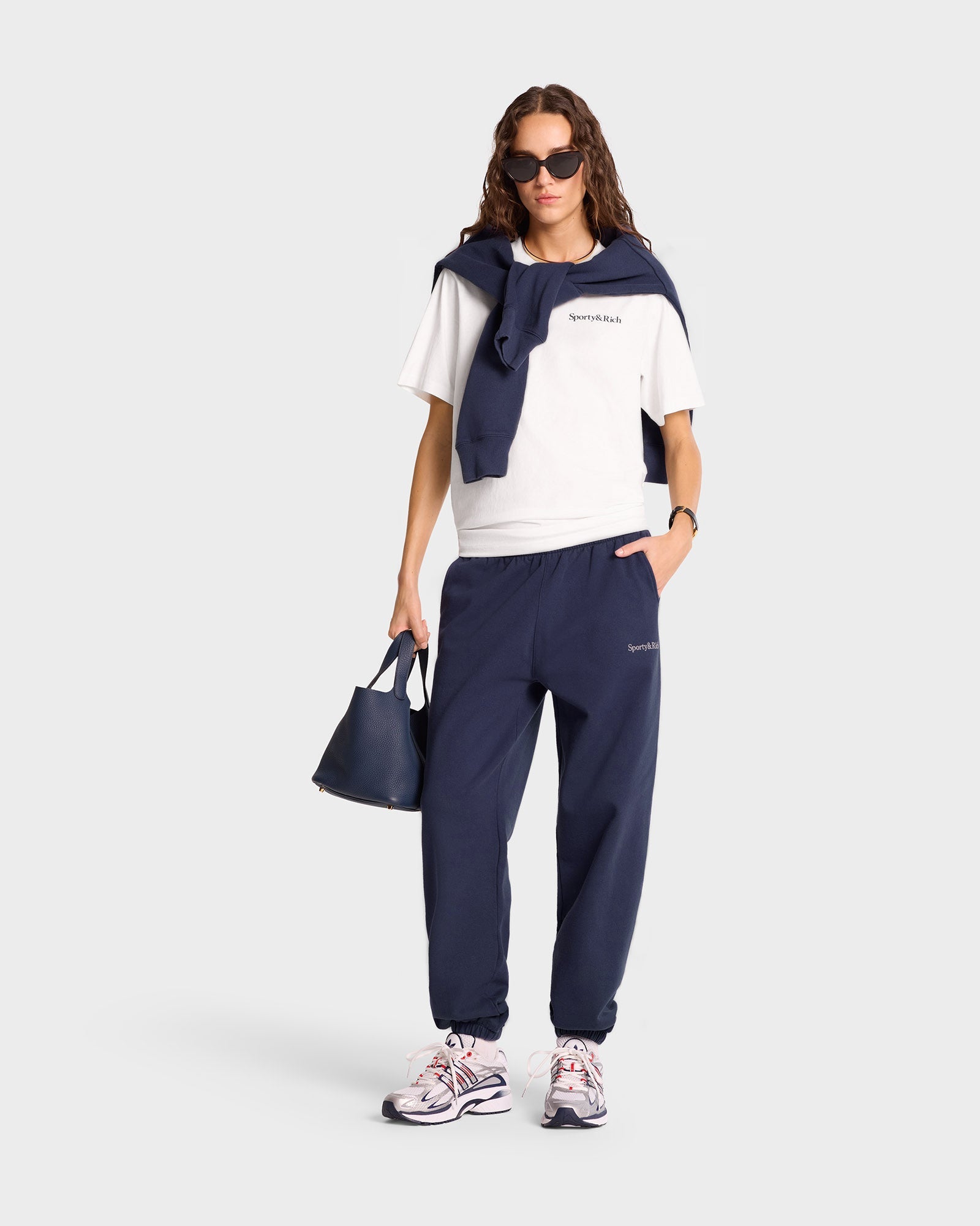 Serif Logo Sweatpant - Navy/White