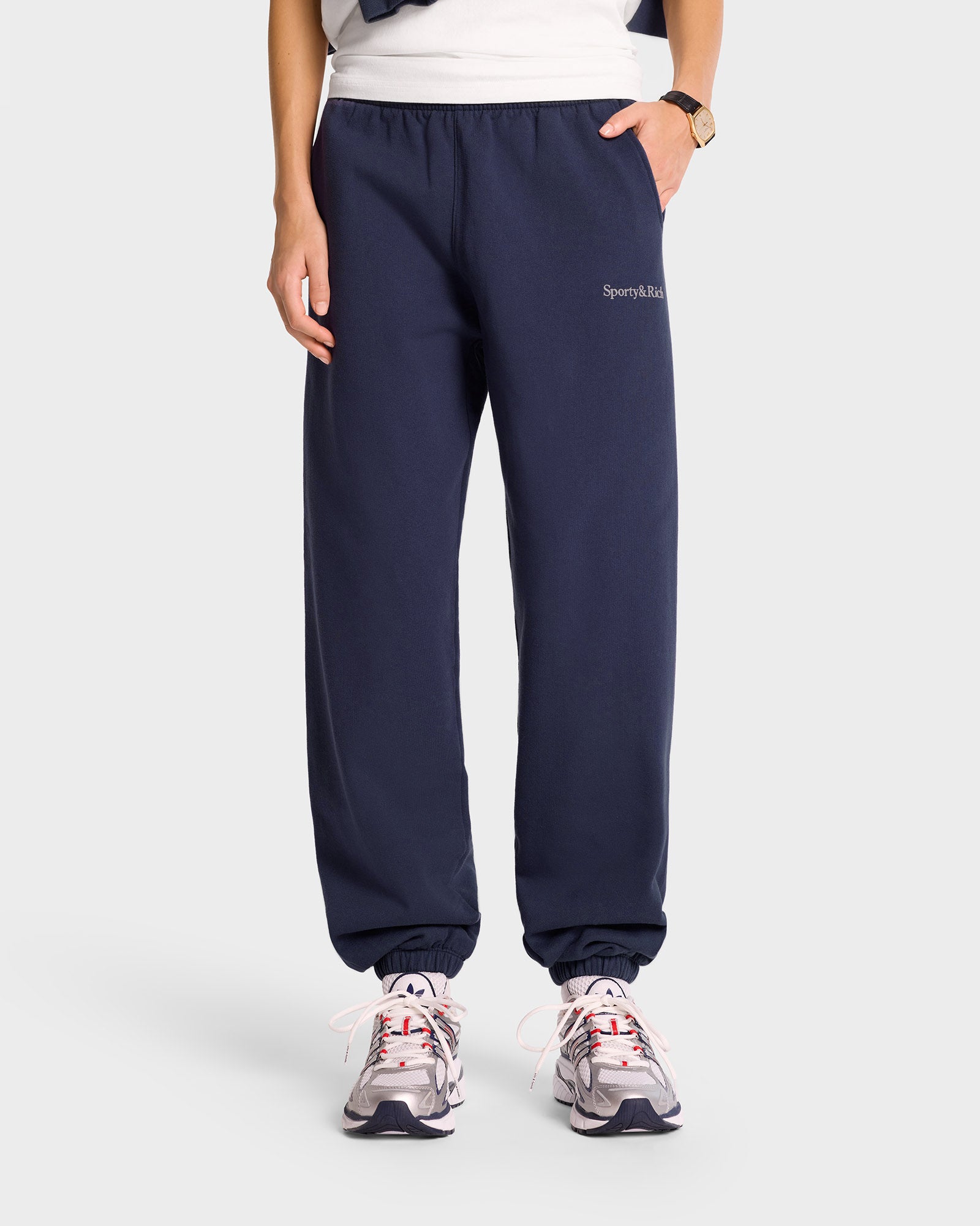 Serif Logo Sweatpant - Navy/White