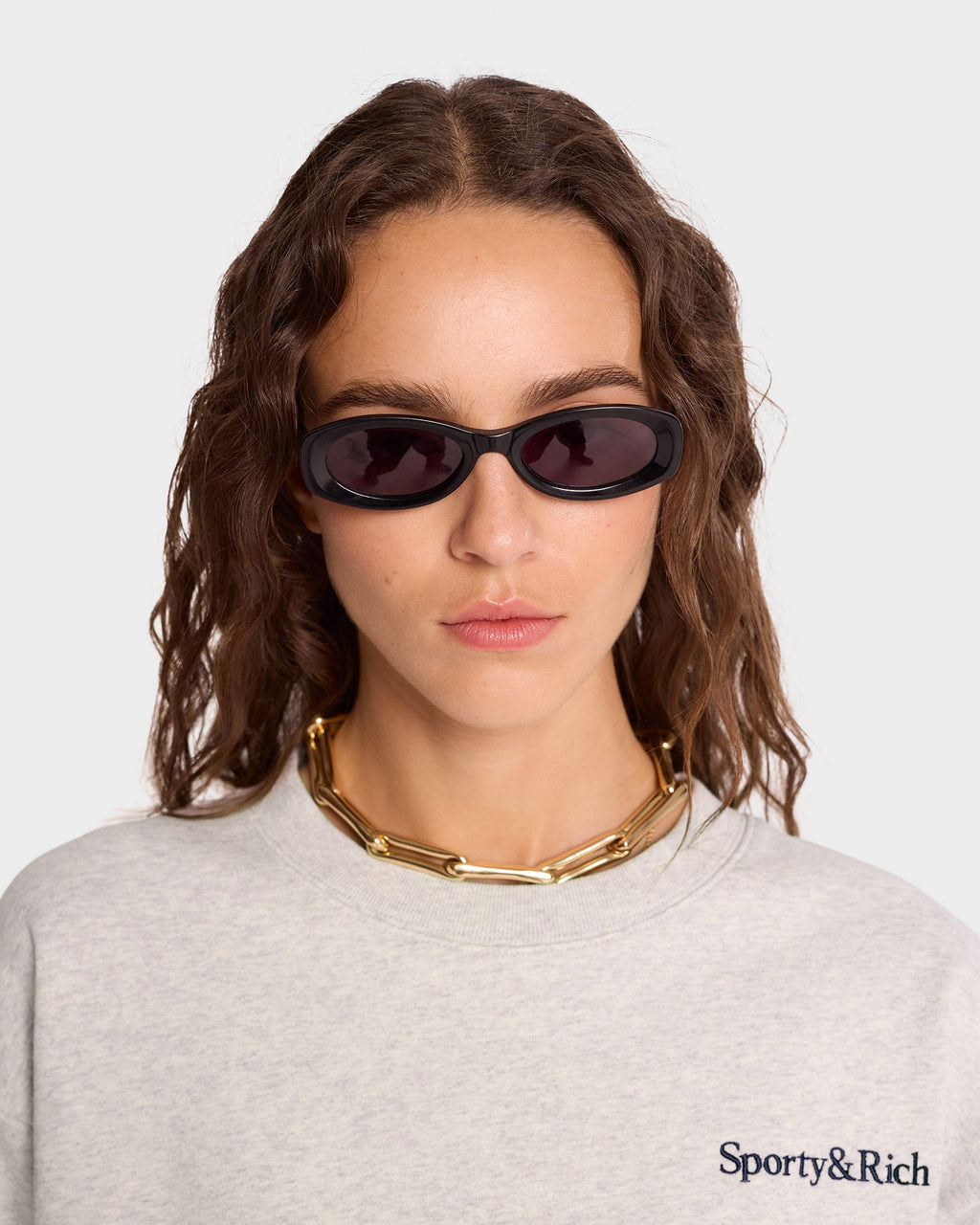 Serif Logo Crewneck - Heather Gray/Navy