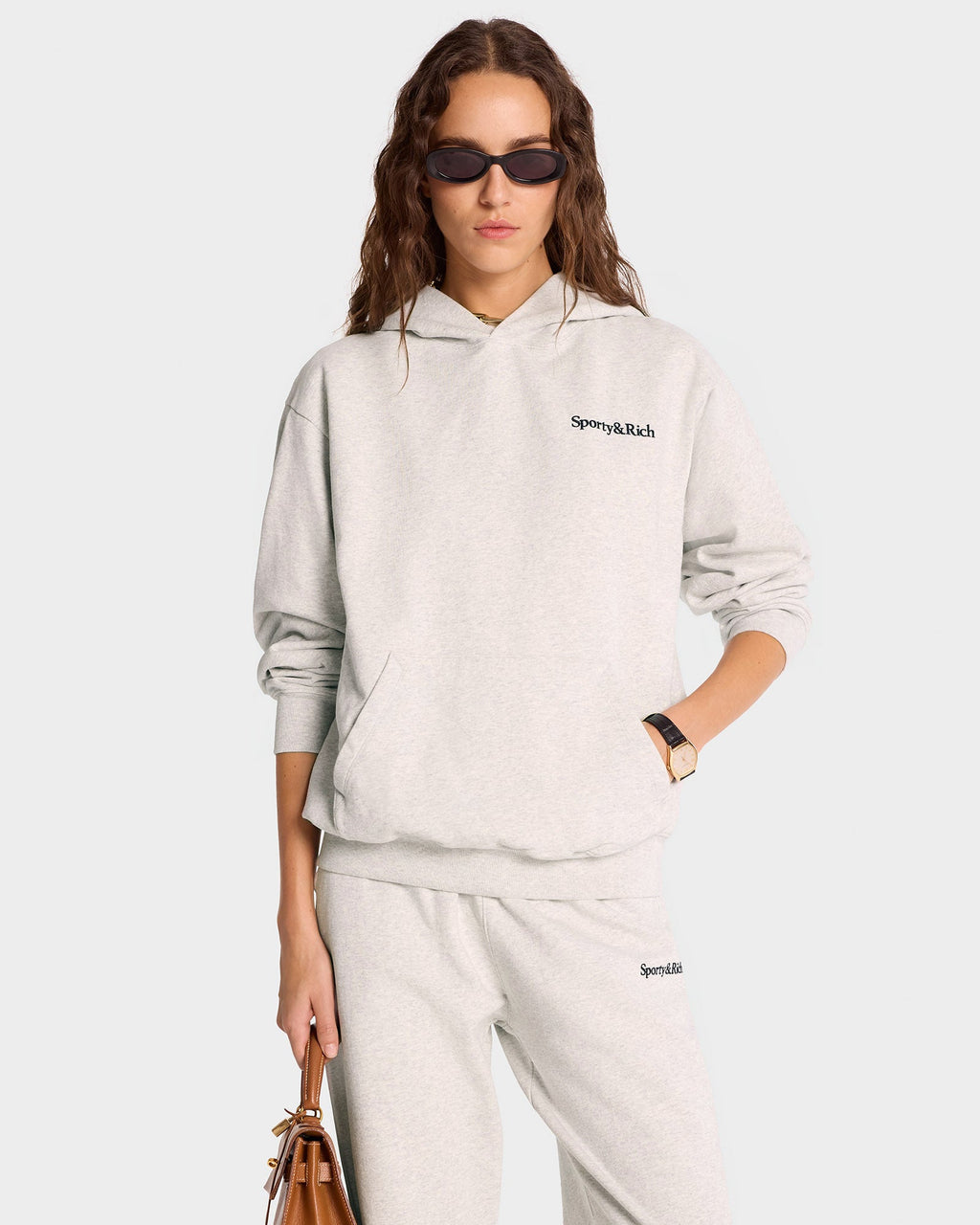 Serif Logo Hoodie - Heather Gray/Navy