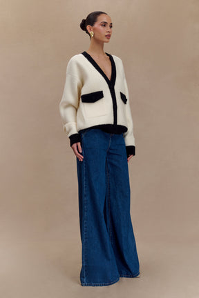 Jen Wide Leg Flare Denim Jeans - Dark Blue