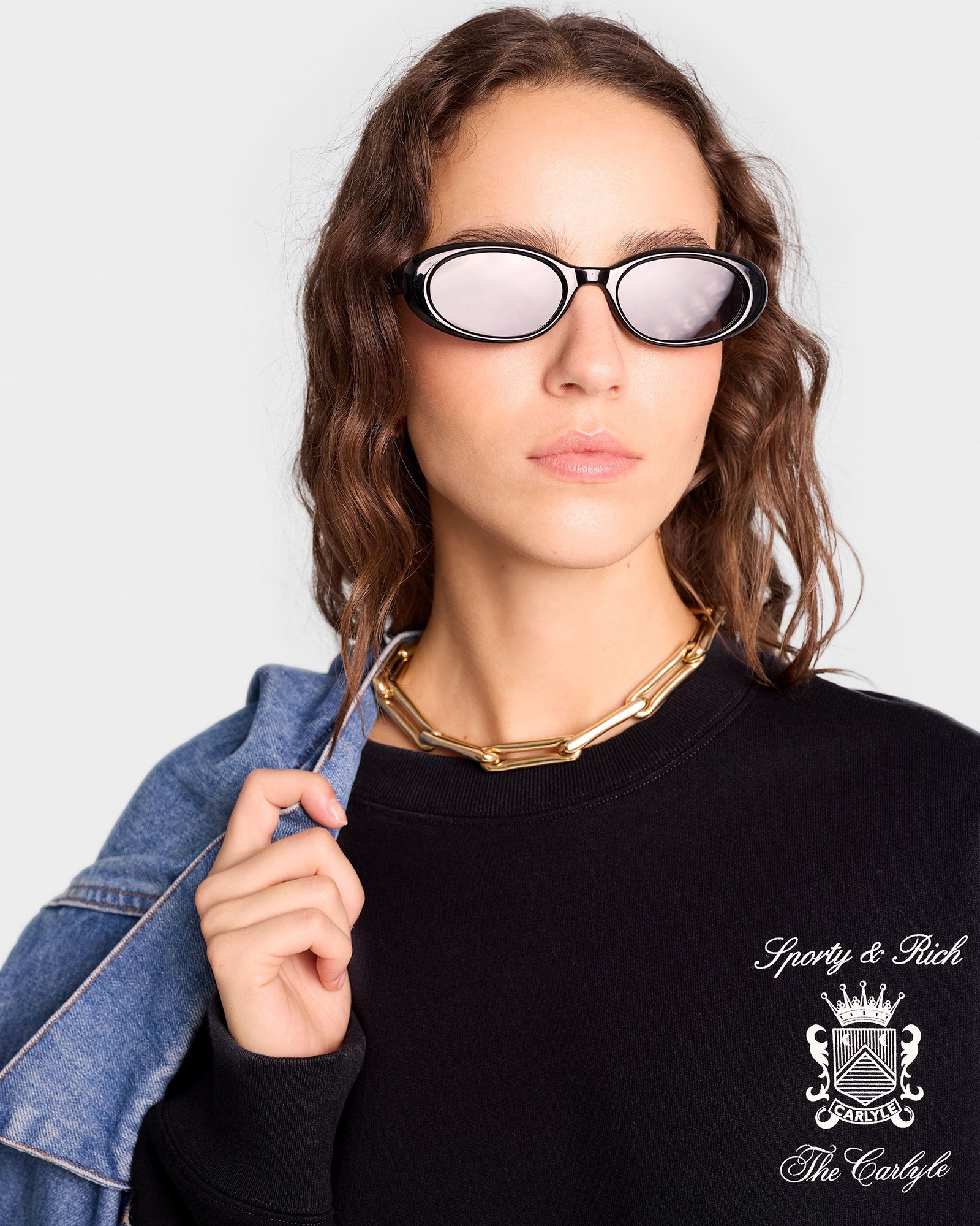 The Carlyle Crest Crewneck - Black/White