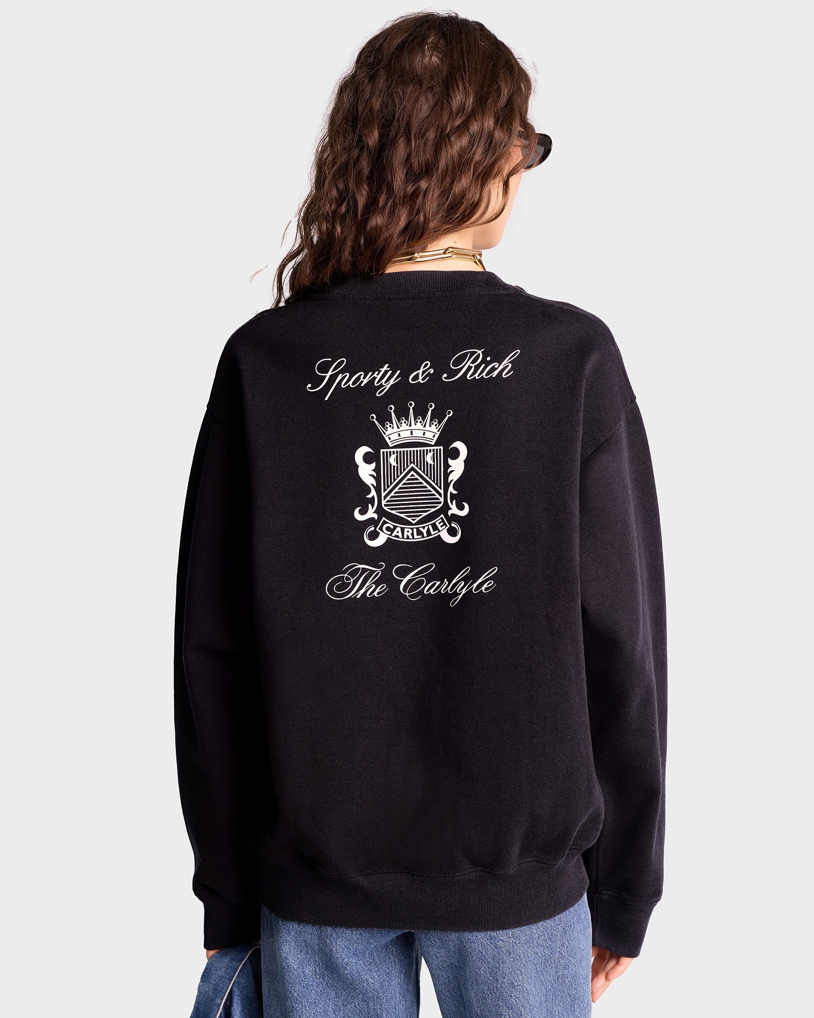The Carlyle Crest Crewneck - Black/White