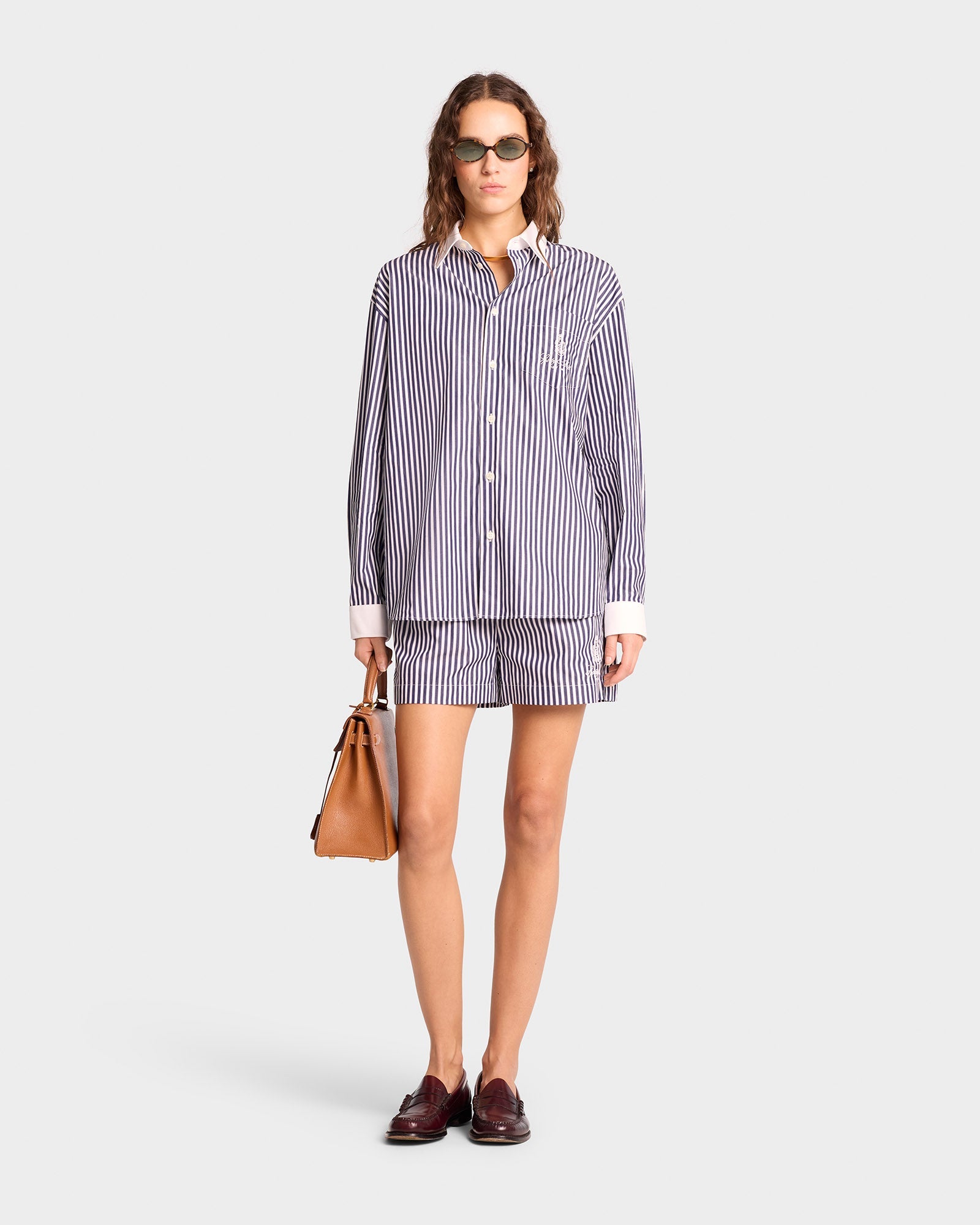 Vendome Oversized Shirt - Navy Stripe/White