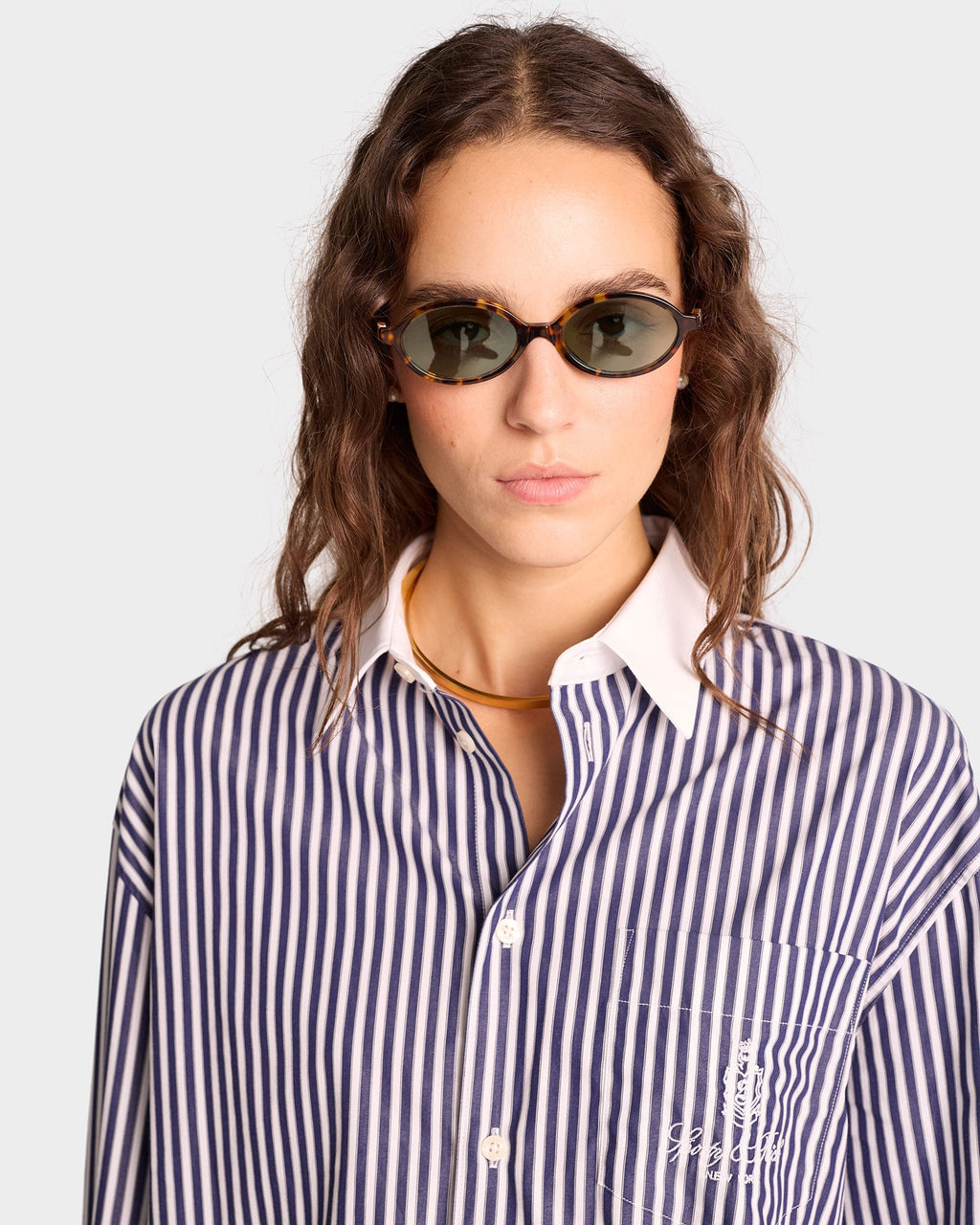 Vendome Oversized Shirt - Navy Stripe/White