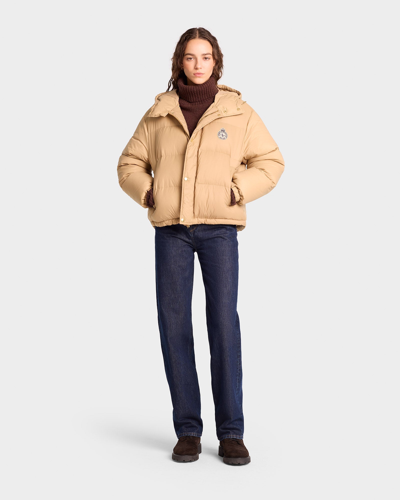 Crown Puffer Jacket - Beige