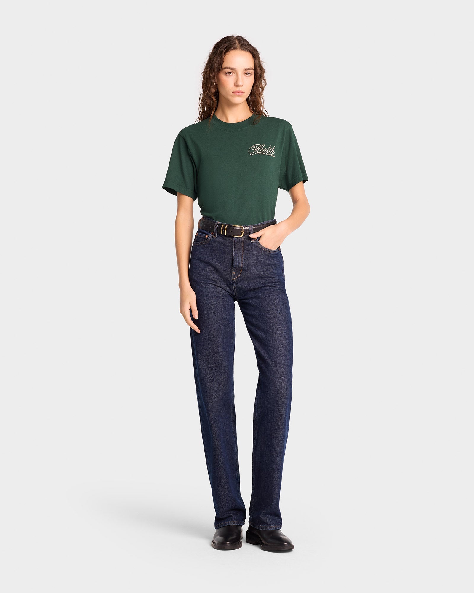 Health Script T-Shirt - Forest/Cream