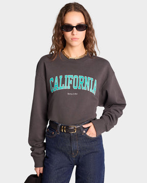 California Crewneck - Faded Black/Spring Green