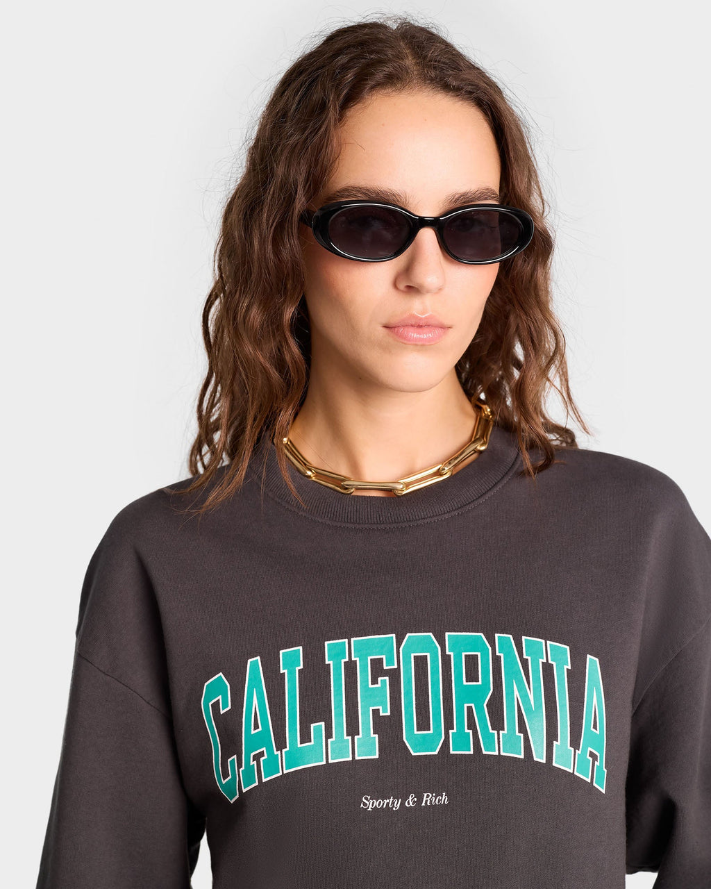 California Crewneck - Faded Black/Spring Green
