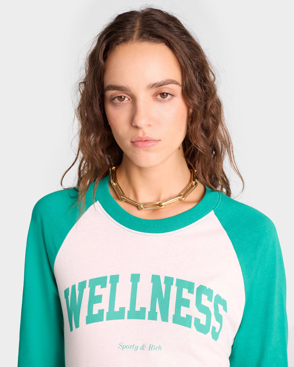 Wellness Ivy Baseball Tee - White/Spring Green