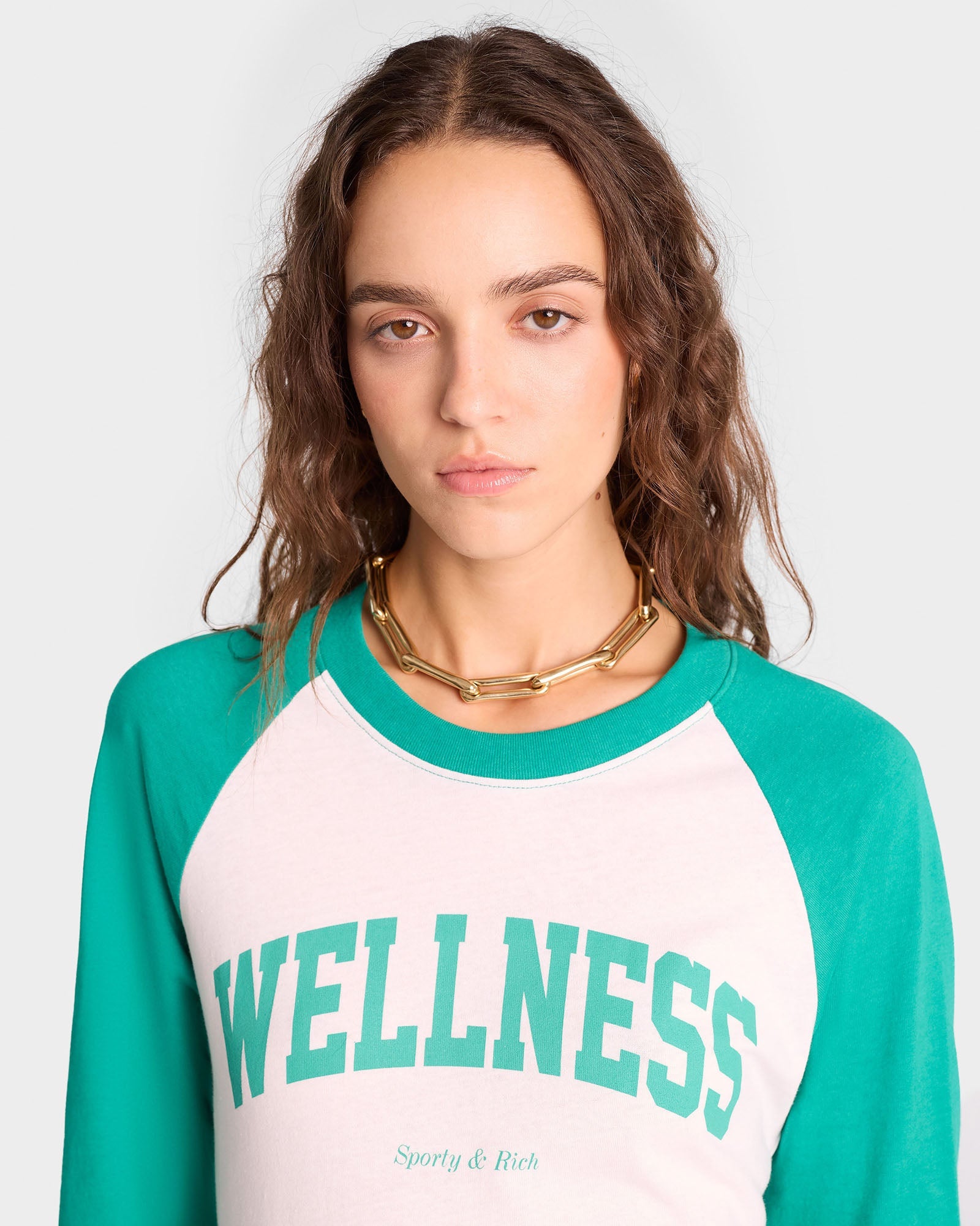 Wellness Ivy Baseball Tee - White/Spring Green