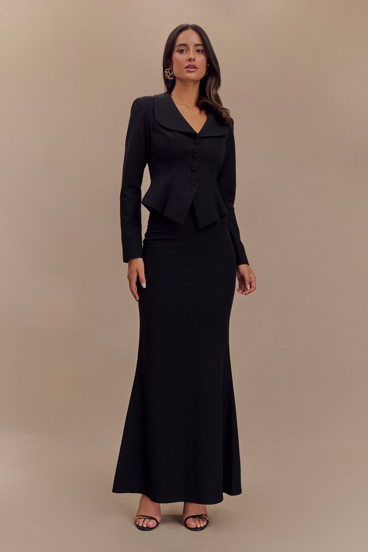 Grace Suiting Maxi Skirt - Black