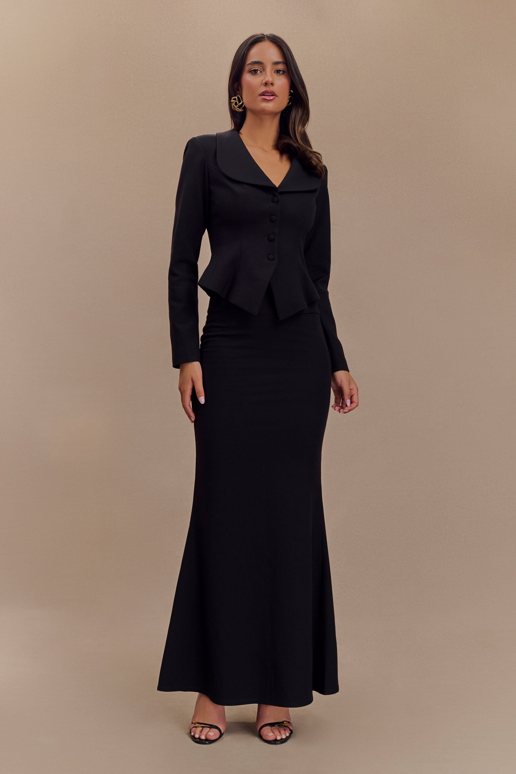 Grace Suiting Maxi Skirt - Black