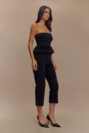 Jacklyn Strapless Faux Fur Top - Black