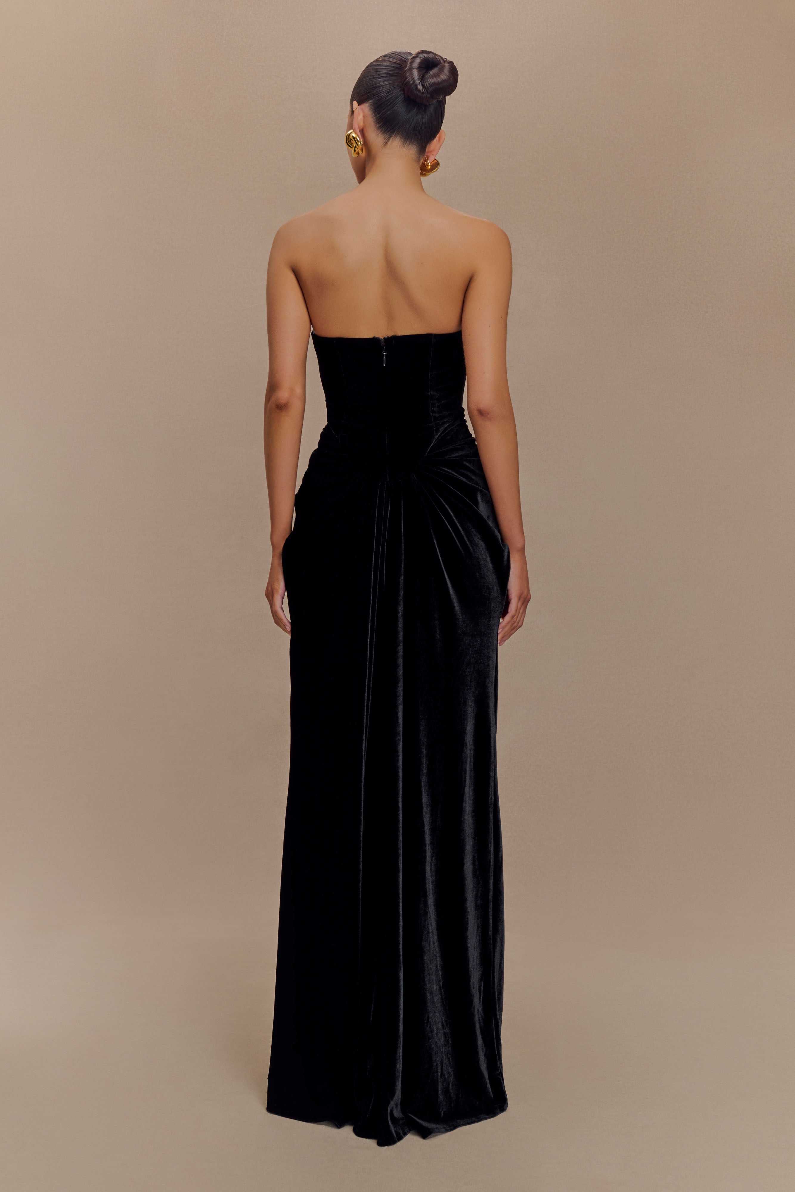 Paige Strapless Velvet Maxi Dress - Black