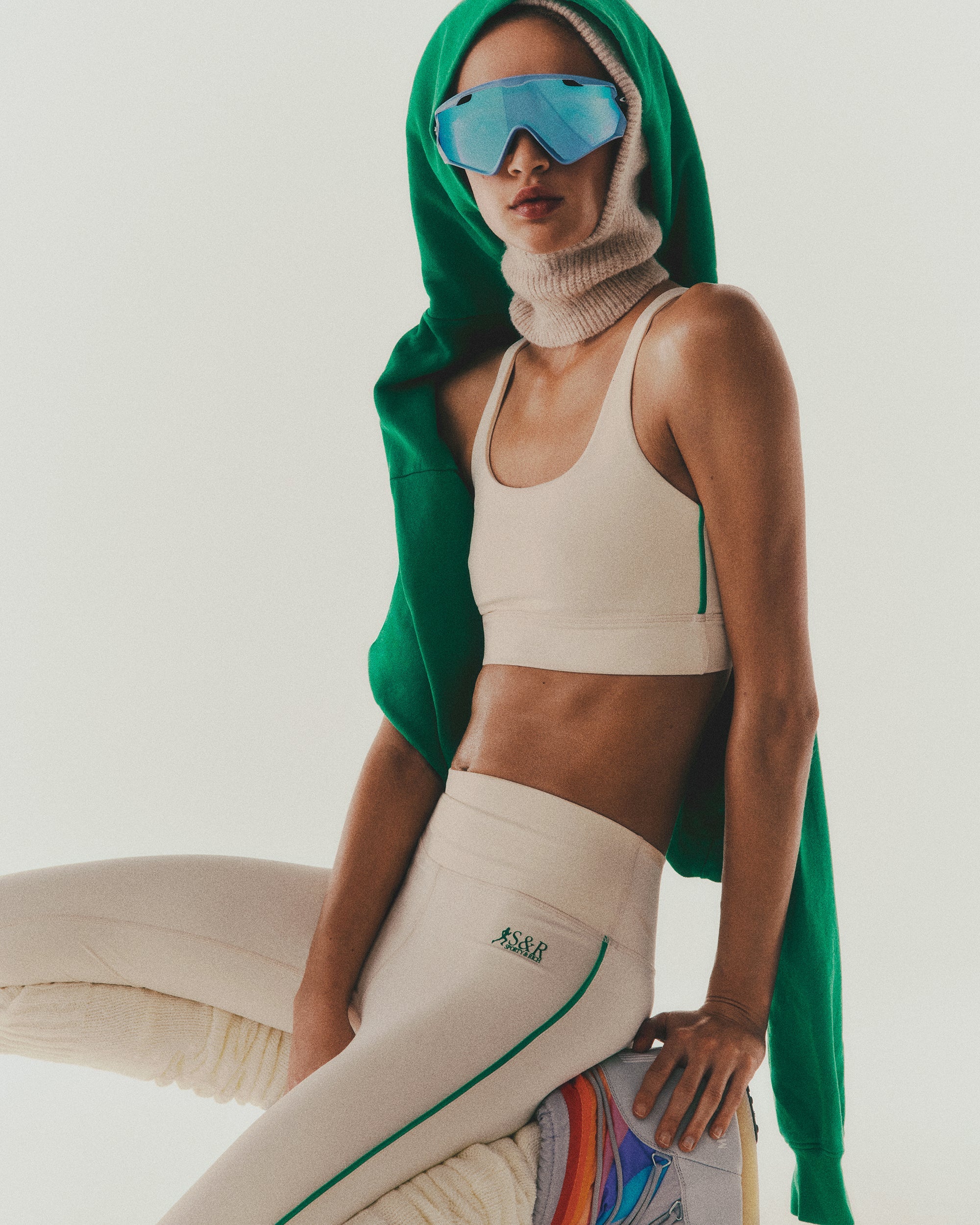 SR Runner Legging - Cream/Spring Green