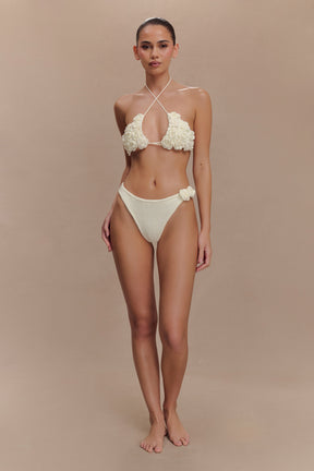 Aesha Floral Crochet Bikini Bottom - Ivory