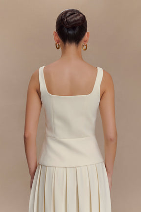 Sunny Suiting Peplum Top - Ivory