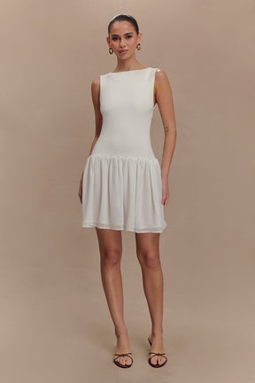 Ashleigh Knit And Chiffon Mini Dress - Ivory