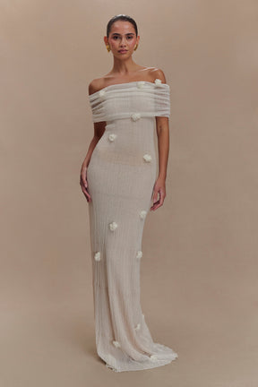Brynn Orchid Knit Maxi Dress - Ivory