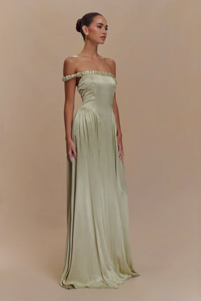 Coco Dropped Waist Maxi Dress - Sage