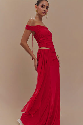 Arna Mesh Maxi Skirt - Ruby