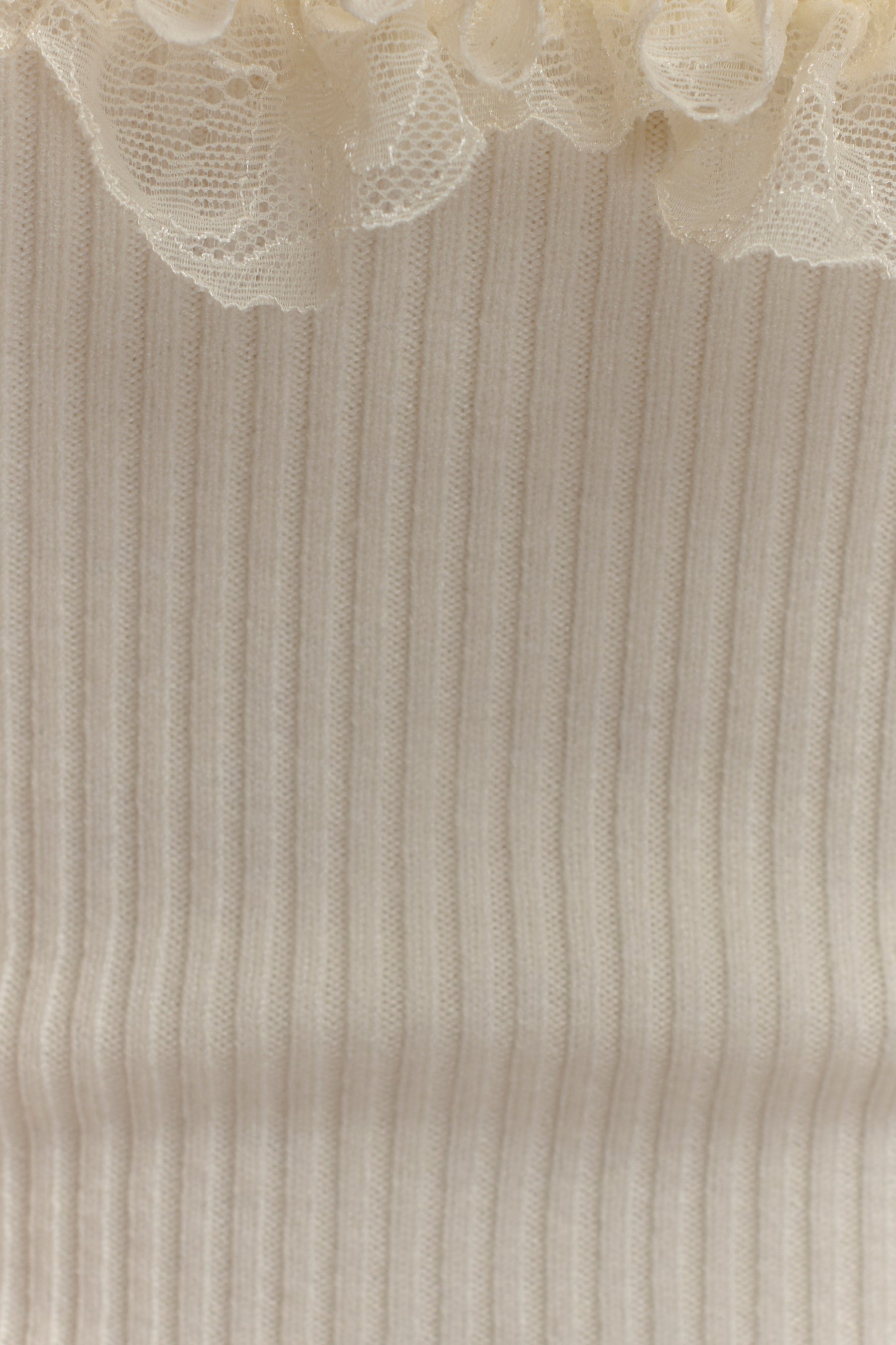 Shay Lace Ruffle Knit Top - Cream