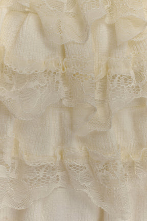 Margaret Lace Ruffle Mini Skort - Cream