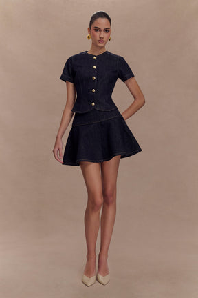 Arista Denim Mini Skirt - Washed Indigo Blue