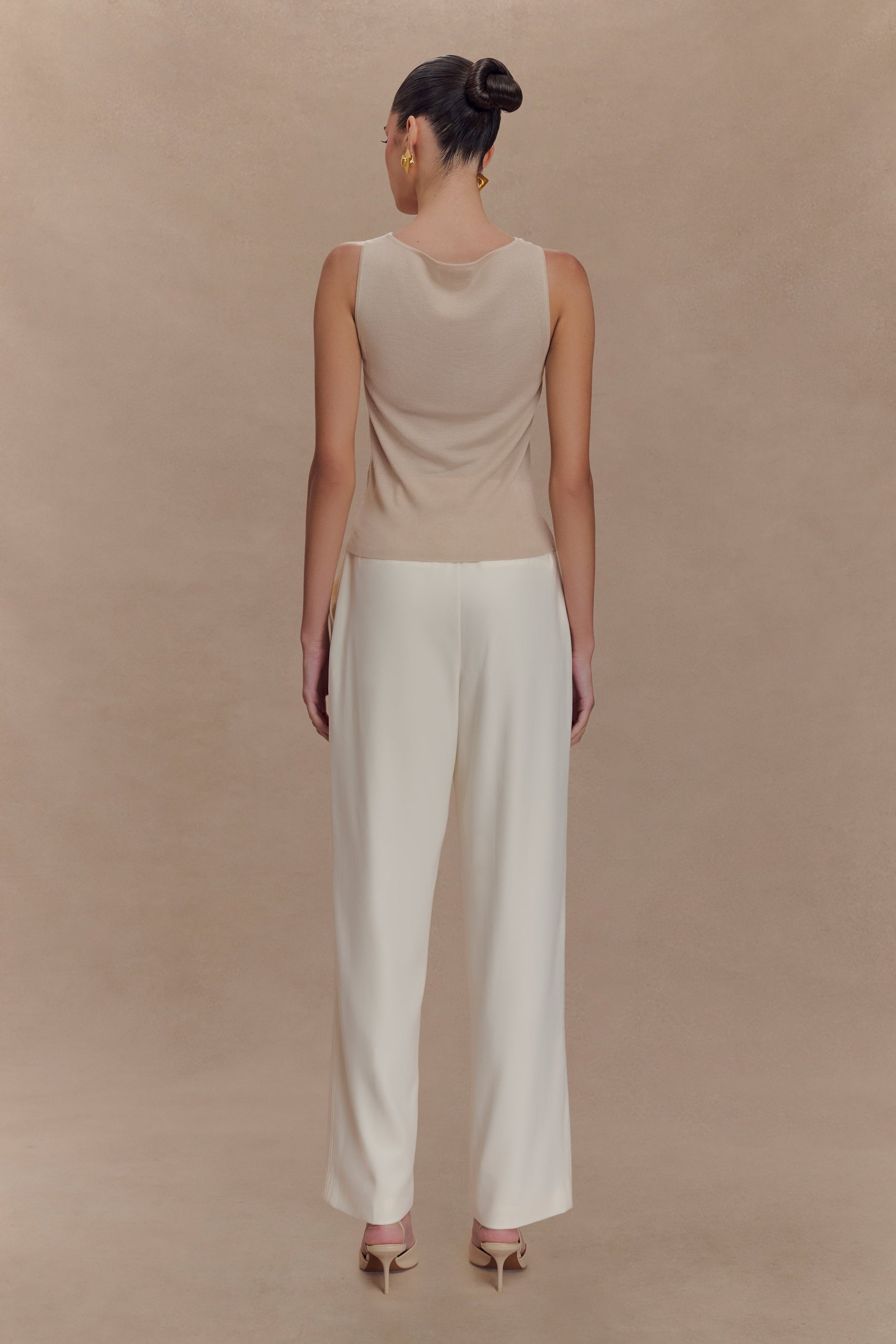 Brenda Draped Front Knit Top - Stone