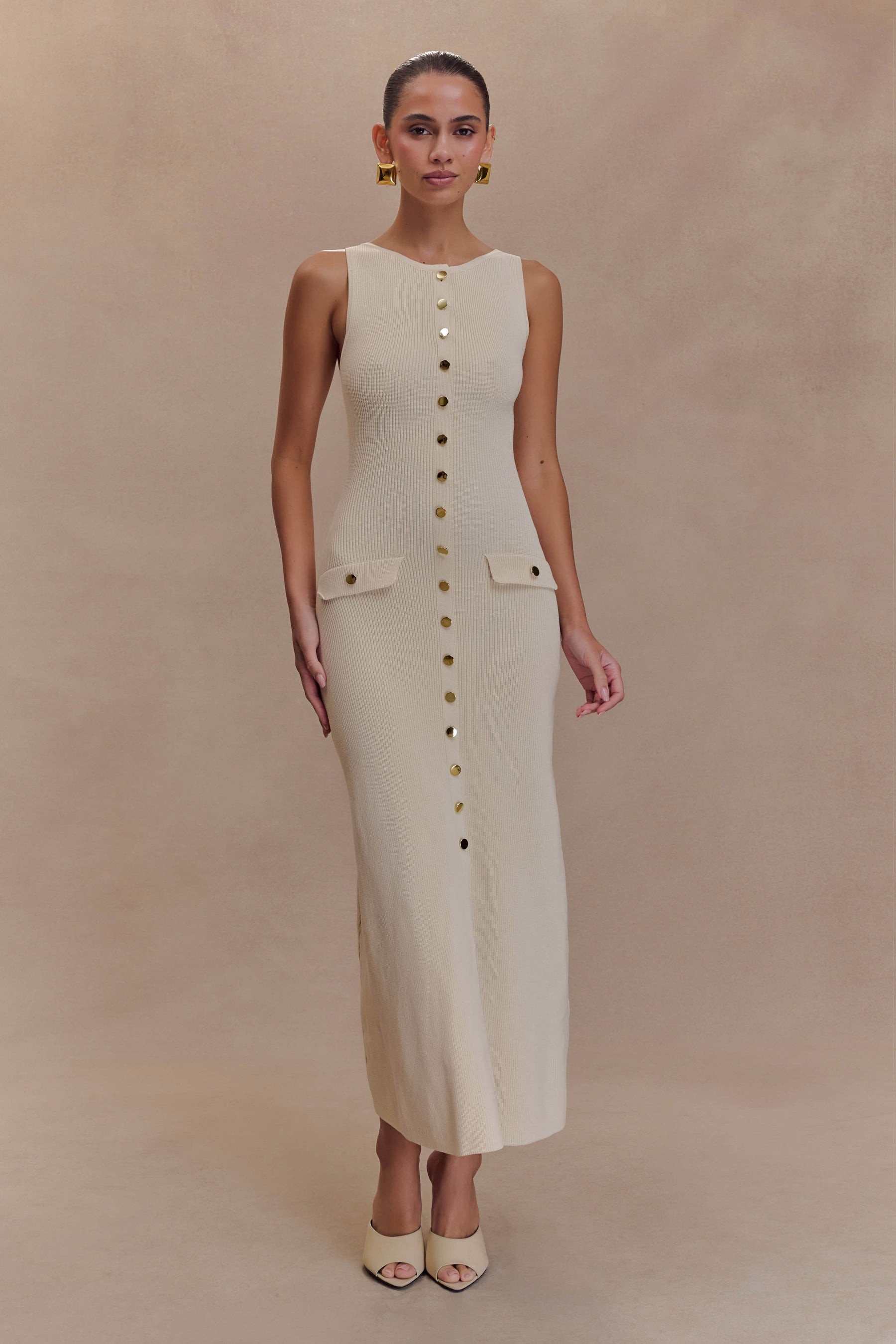 Sawyer Sleeveless Buttoned Maxi Dress - Ivory