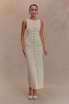 Sawyer Sleeveless Buttoned Maxi Dress - Ivory