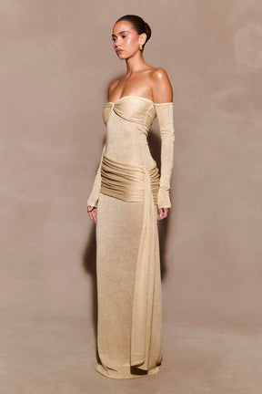 Ingrid Metallic Knit Maxi Dress - Bronze