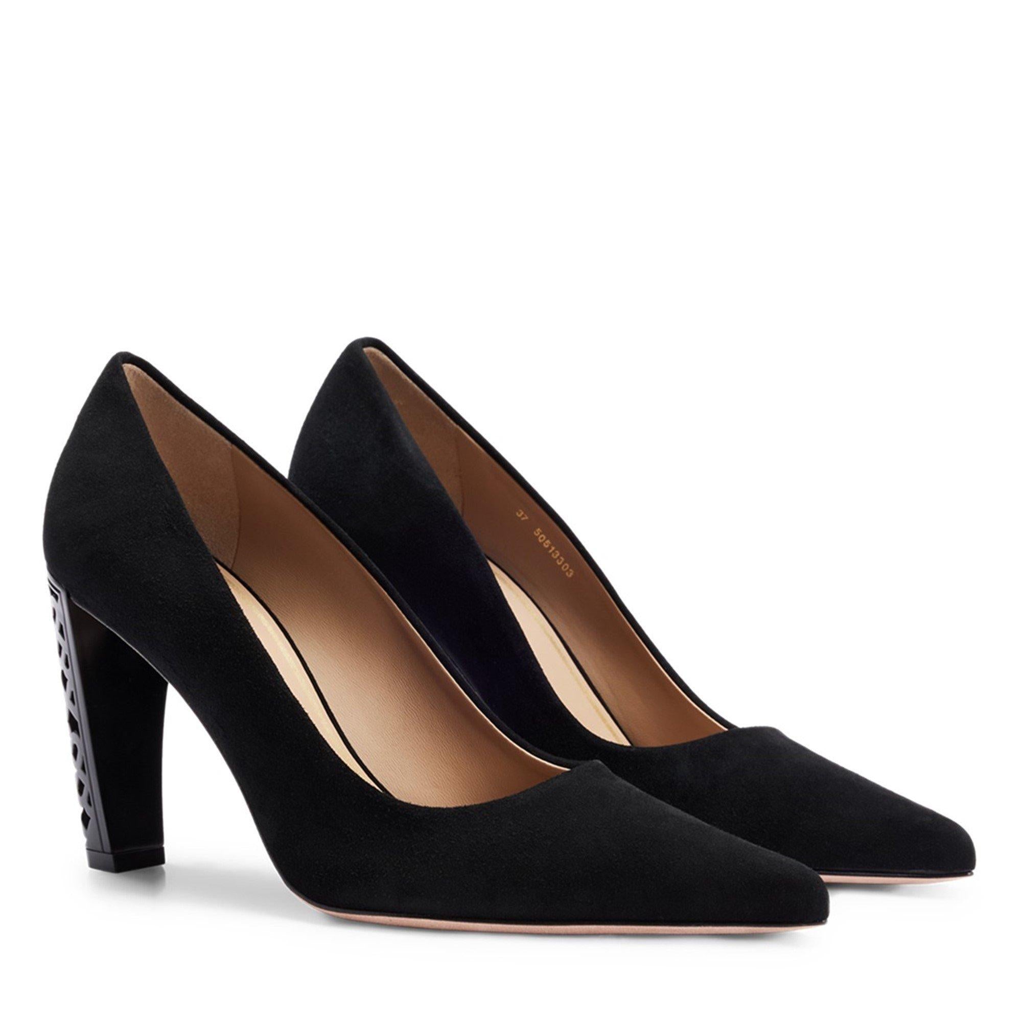 Boss Suede Monogram Heels Womens