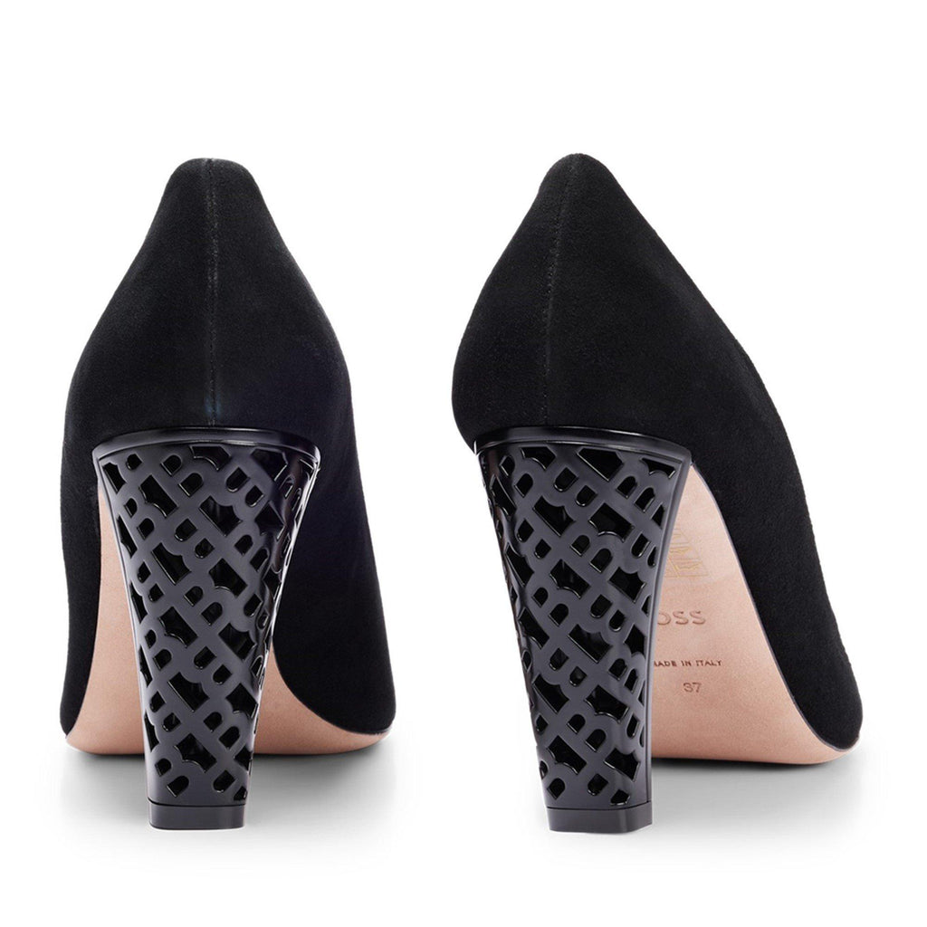 Boss Suede Monogram Heels Womens