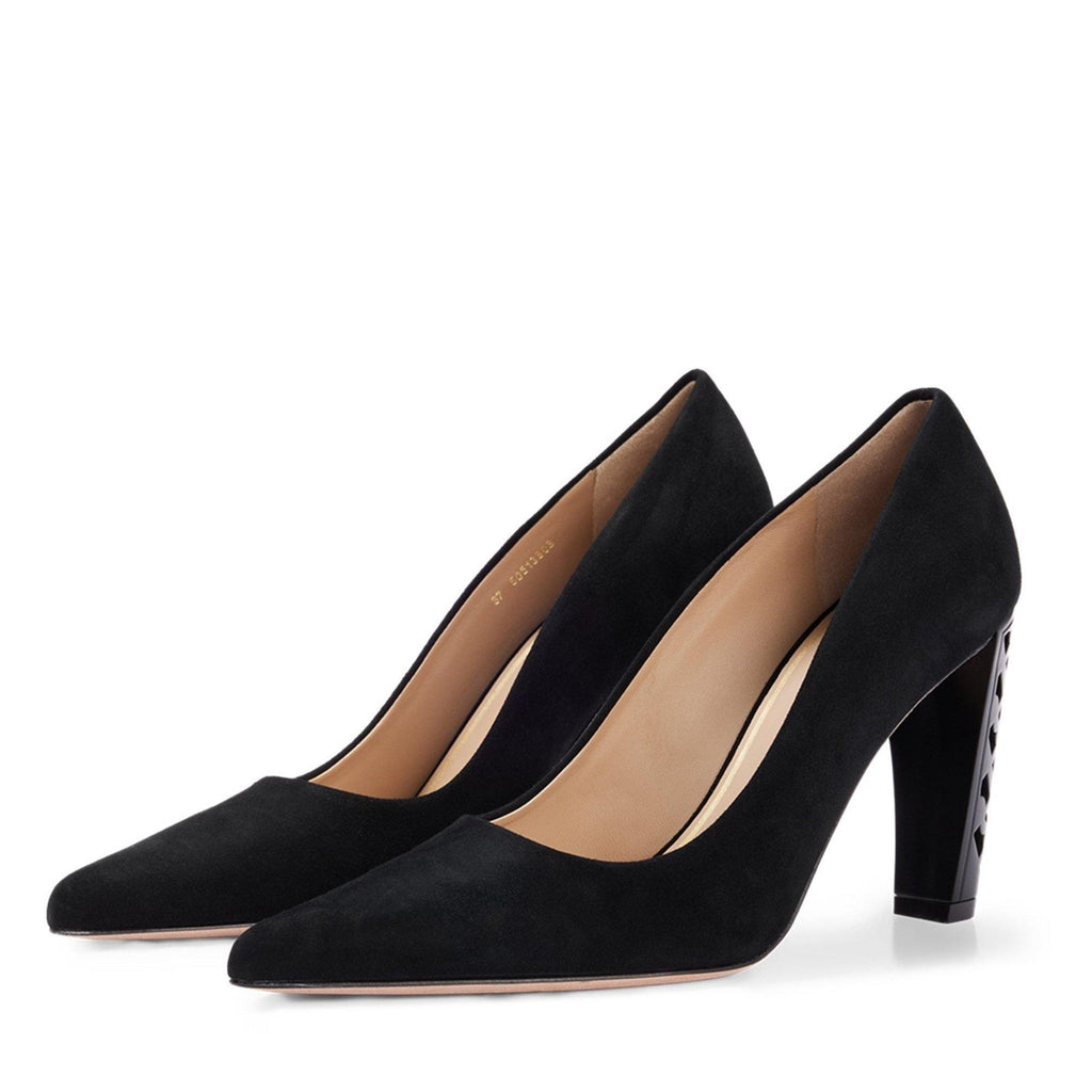 Boss Suede Monogram Heels Womens