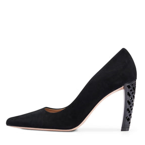 Boss Suede Monogram Heels Womens