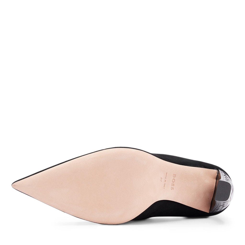 Boss Suede Monogram Heels Womens