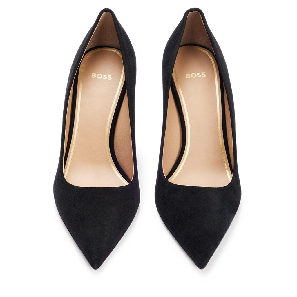 Boss Suede Monogram Heels Womens
