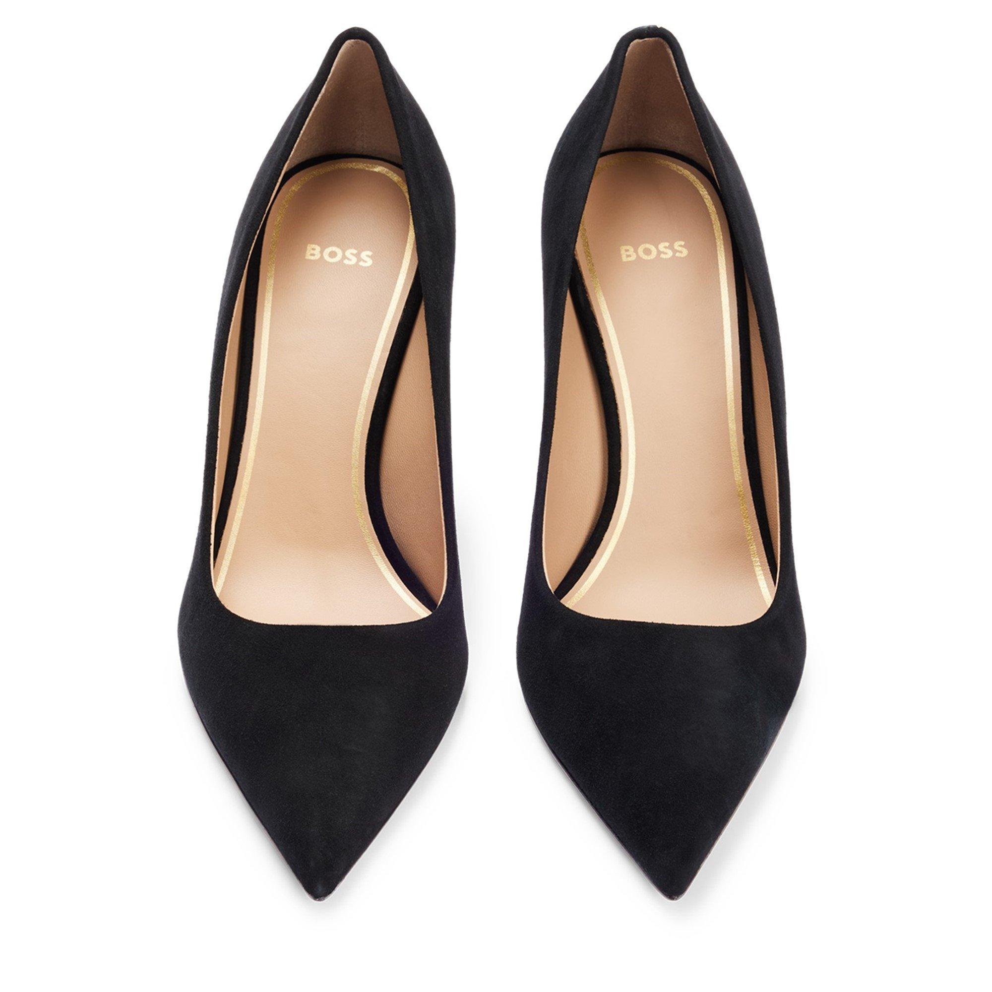 Boss Suede Monogram Heels Womens