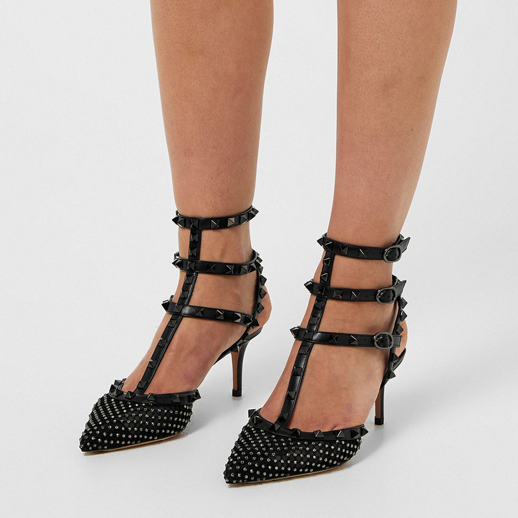 65mm Rockstud Mesh Heels
