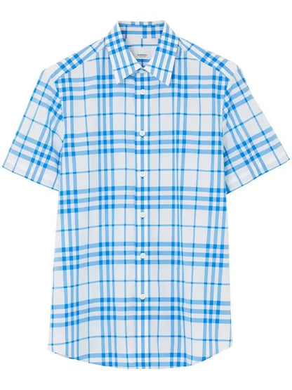 Burberry check-pattern short-sleeve cotton shirt