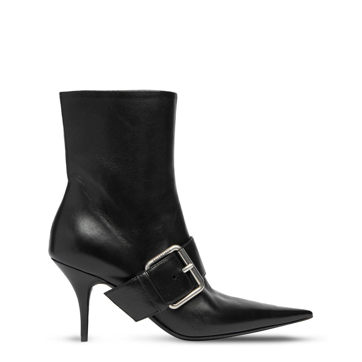 Knife Buckled Leather Ankle Boots