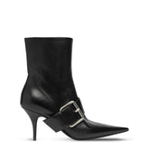 Knife Buckled Leather Ankle Boots