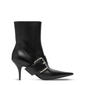Knife Buckled Leather Ankle Boots