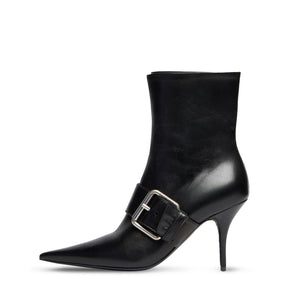 Knife Buckled Leather Ankle Boots